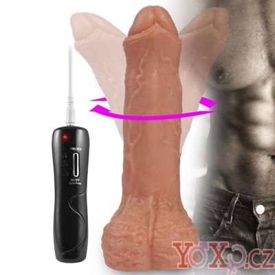 Ultra realistické vibrační a rotační dildo s varlaty a přísavkou 17 8 x