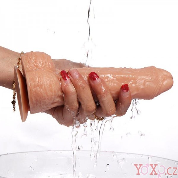 Ultra realistické vibrační a rotační dildo s varlaty a přísavkou 17 8 x