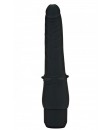 Realistický vibrátor ve voděodolném čistém černém silikonu 21 x 4 cm.