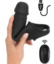 Vibrační navlek na prodloužení penisu s prstencem na varlata +8 cm.
