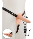 Vibrační Strap-On s postrojem pro muže ze silikonu 17,5 x 4,7 cm.