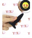 Anální kolík z čistého černého silikonu s ILY Emoji 8,5 x 2 cm.