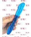 Dvojité flexibilní dildo v Jelly materálu modré 18 x 2,9 cm.