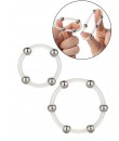 Sada 2 průhledných silikonových kroužků s kuličkami z nerezové oceli 3,5 a 5 cm.