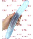DOC JOHNSON - Dvojité modré dildo v želé 30 x 3,8 cm.