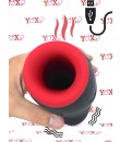 Mužsky vibrační a zahřívací masturbátor ve tvaru úst v čistém silikonu s proměnlivým tlakem.