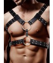 Nastavitelný černý postroj z umělé kůže BDSM pro muže.