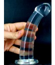 Průhledné zakřivené dildo v měkkém a flexibilním želé 18 x 3,8 cm. 