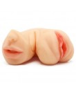 Dvojitý masturbátor pro muže ve tvaru realistické vagíny a úst v Realistic-Love Skin 2 v 1 18 x 4 cm.