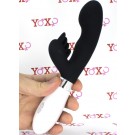 Silikonový vibrátor s králíčkem s lízacími jazýčky klitorisu 21 x 3,4 cm.