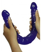 Dvojité flexibilní dildo v modrém želé 43 x 4 cm.