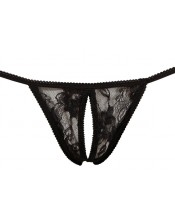 Černé krajkové tanga s otevorem na vagine -  (velikost 36-46)