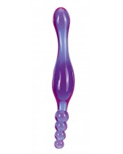 Dvojité flexibilní dildo v želé levandulové řadě 20 x 3,5 cm.
