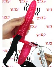 Dvojitý vibrační Strap-On Pro ženy 18 x 3,5 a 10 x 3,5 cm.