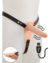 Vibrační Strap-On s postrojem pro muže ze silikonu 17,5 x 4,7 cm.