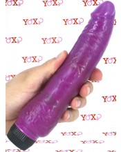 Ultra realistický zakřivený vibrátor Soft Jelly fialový 23 x 4 cm.