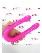 Dvojité dildo z čistého flexibilního silikonu pro ženy 43,8 x 3,5 cm.