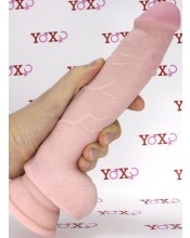 Ultra realistické tělové dildo 3-D Density King Cock s přísavkou a varlaty 20 x 4,5 cm.