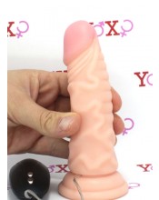 Realistický vibrátor s 20 různými vibracemi a přísavkou 15,3 x 4 cm.