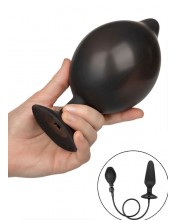 Nafukovací černý silikonový anální kolík s odnímatelnou pumpičkou 16 x 4,5 cm.