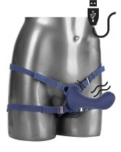 Vibrační Strap-On s postrojem pro ženy v silikonu s nastavitelným pásem 16 x 3,75 cm.
