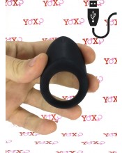 DAREK Černý silikonový vibrační erekční kroužek pro muže. 