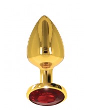 Anální kolík L - se zlatého hliníku z luxusním diamantom  9,5 x 4 cm. 