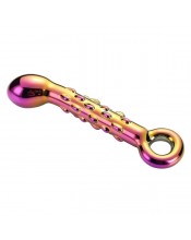 Glamour Glass – duhové skleněné dildo s žebrovaným povrchem 18,2 x 3,2 cm. 