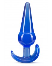Velký anální kolík s ergonomickou základnou, modrý, 12,7 x 3,8 cm.