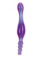 Dvojité flexibilní dildo v želé levandulové řadě 20 x 3,5 cm.