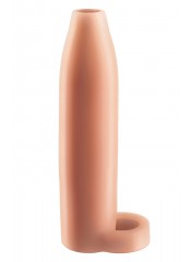 Návlek pro zvětšení velikosti penisu XL s odkrytým žaludem penisu a kroužkem na varlata.