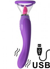 3 v 1 vibrace jazyk a sání klitorisu, vagíny a bradavek v silikonu 25 x 4 cm.