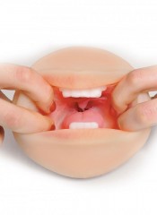 Ultra realistický masturbátor ve tvaru úst pro muže s jazykem a hrdlem 16 x 9 cm.