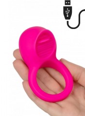 Silikonový vibrační kroužek na penis s jazykem pro stimulaci klitorisu 5 cm.