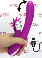 Silikonový vibrátor pro ženy s klitorálním lízacím kolečkem a pohybem simulujícím prst 24 x 3,5 cm.