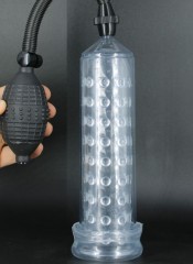 Vakuová pumpa na penis s vnitřním pláštěm "POWER MASÁŽ CLEAR" 21 X 5 CM.