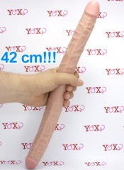 Dvojité ultra realistické flexibilní tělové dildo 42 x 3,5 cm.