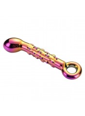 Glamour Glass – duhové skleněné dildo s žebrovaným povrchem 18,2 x 3,2 cm. 