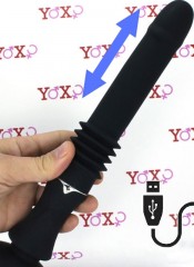 Přenosný sexuální stroj s silikonovým vibrátorem a přísavkou 28,5 x 3,2 cm.